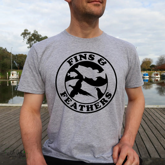 Men's  Fins Feathers Hunting T-Shirt