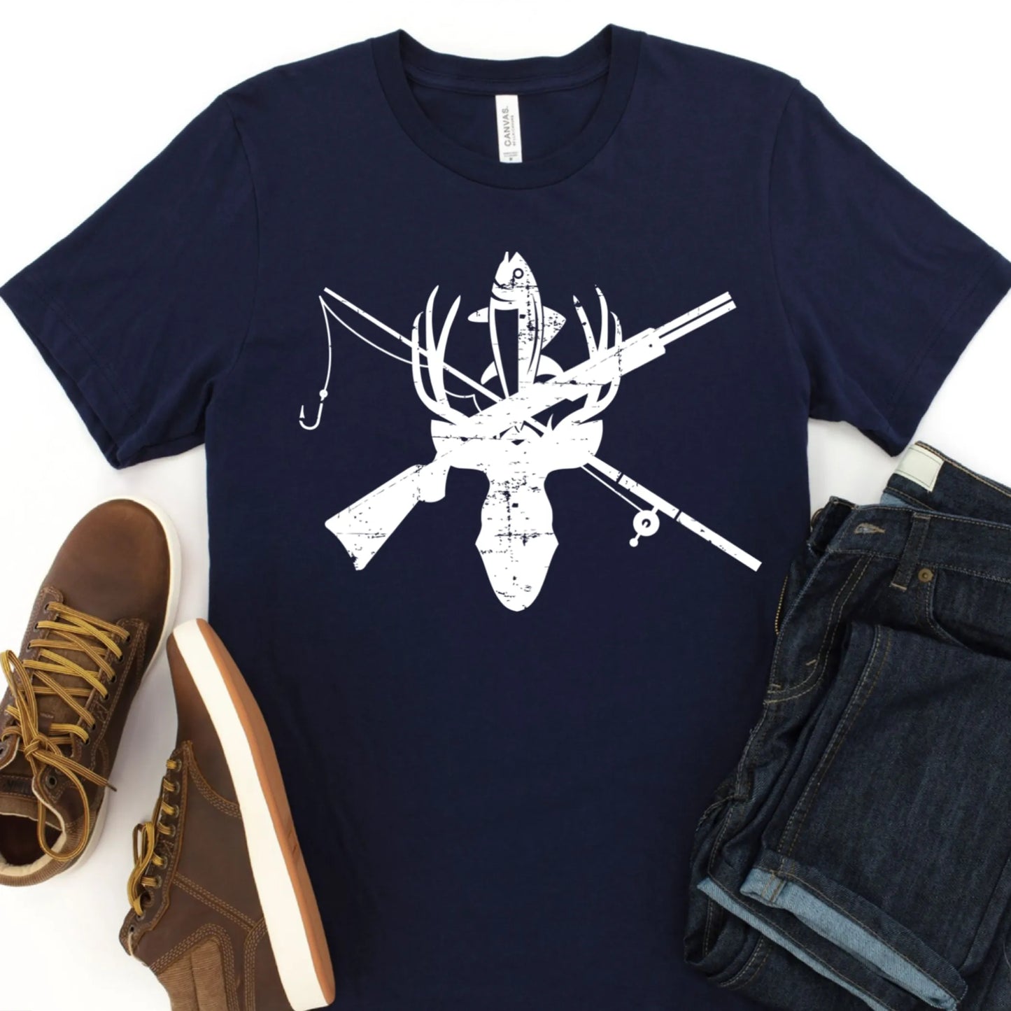 Men's  Hunting Fishing Deer T-Shirt