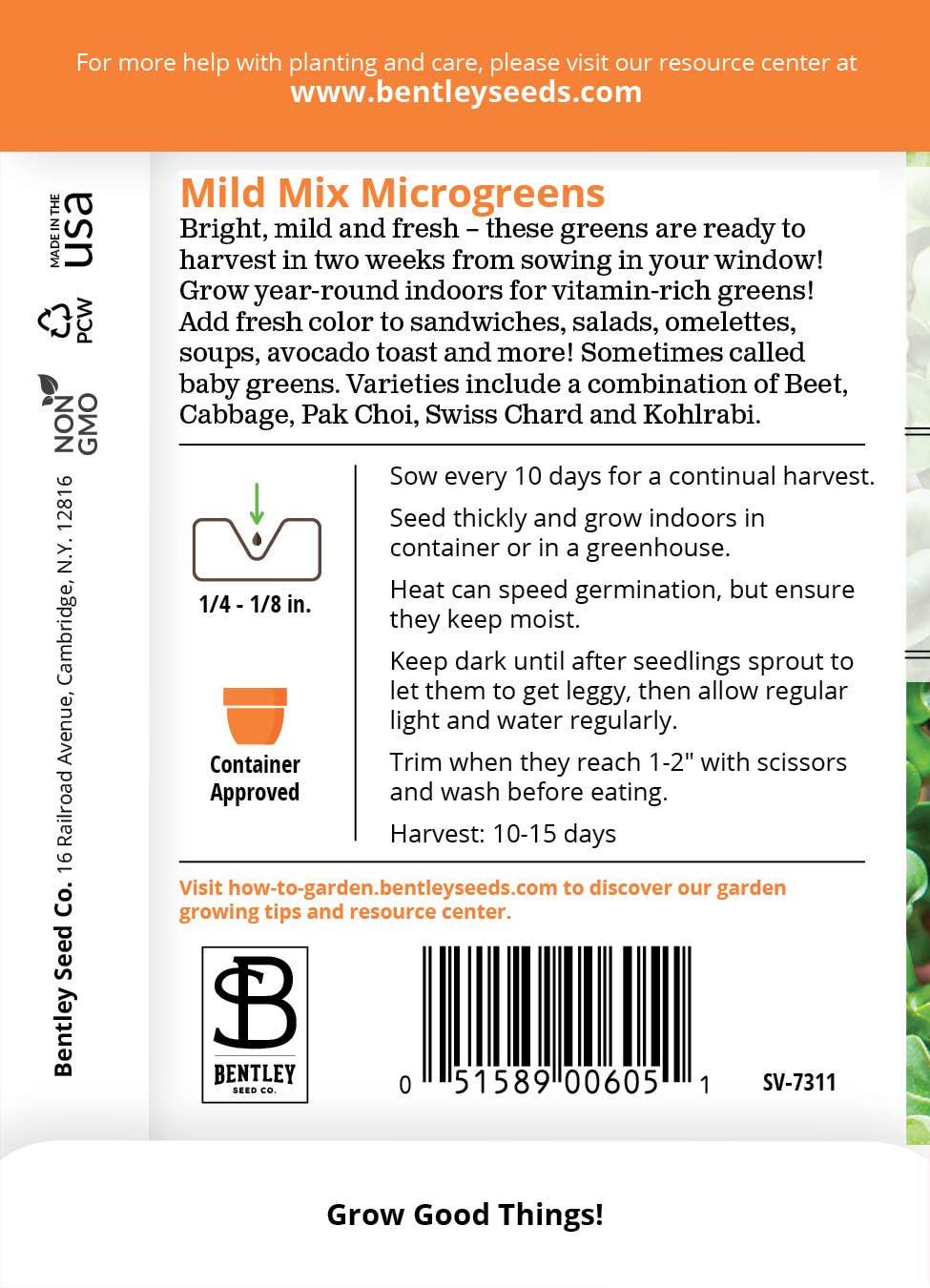 Microgreens, Mild Mix Seed Packets