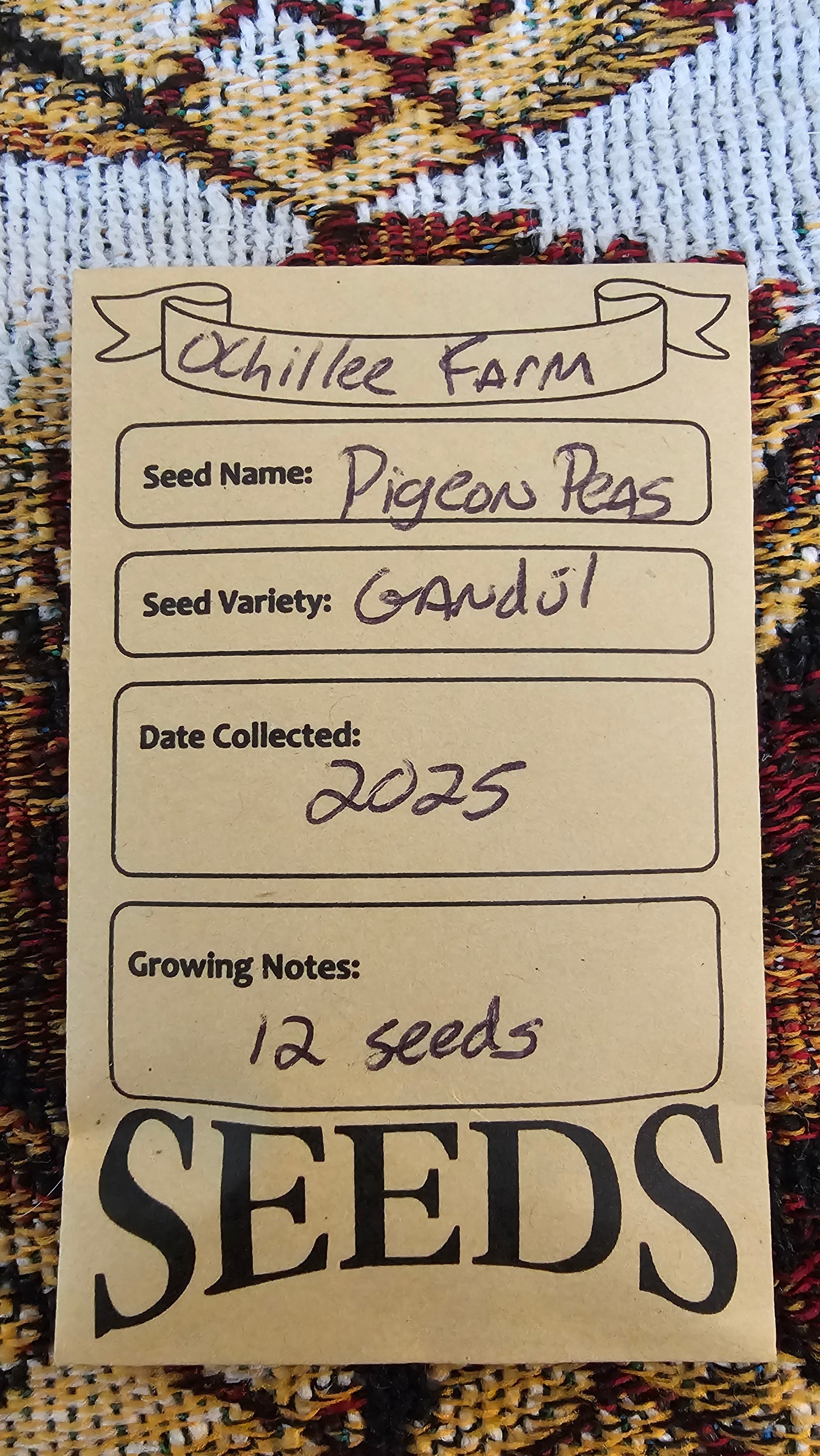 12 Pigeon Pea Seeds (Cajanus cajan) Gandules – Hand-Harvested from our Ochillee Farm in Georgia