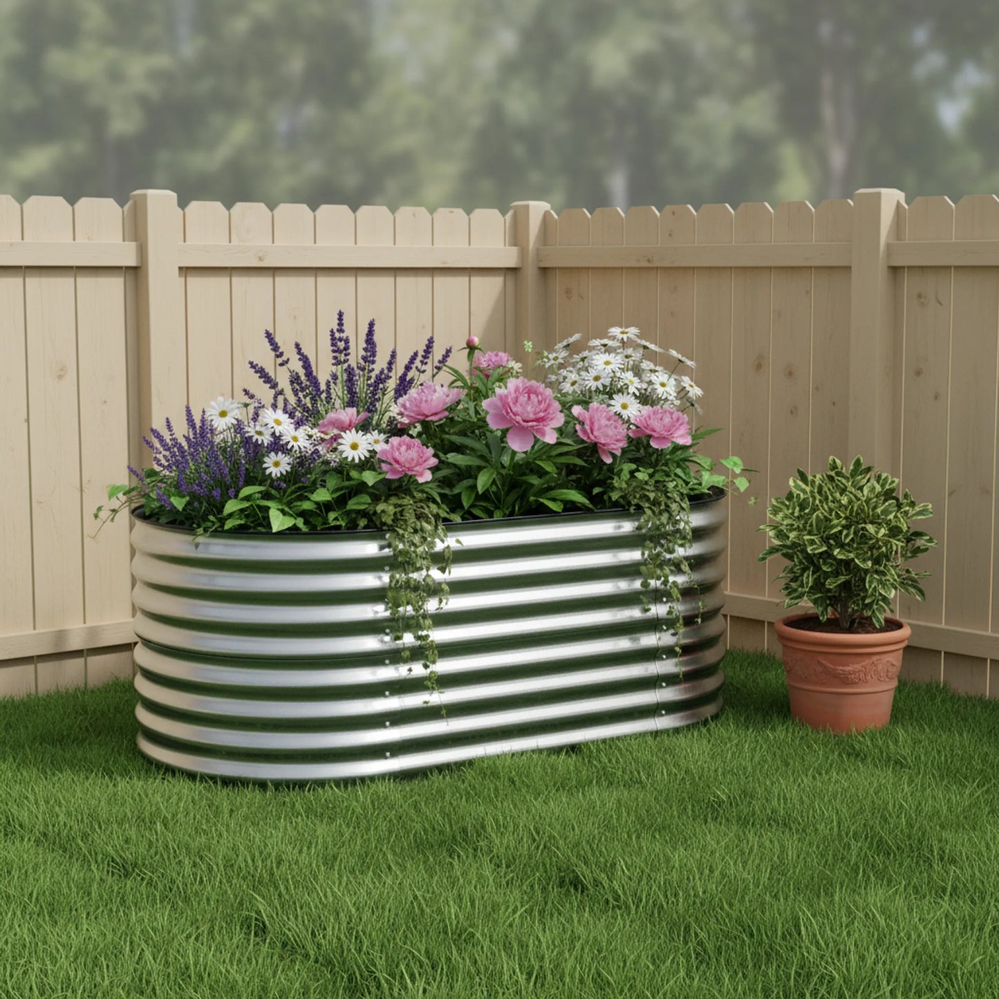 Metal Oval Raised Garden Bed
