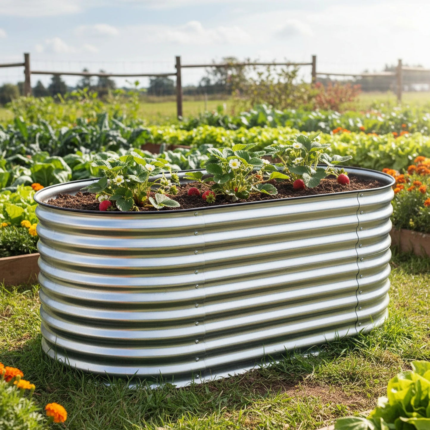 Metal Oval Raised Garden Bed