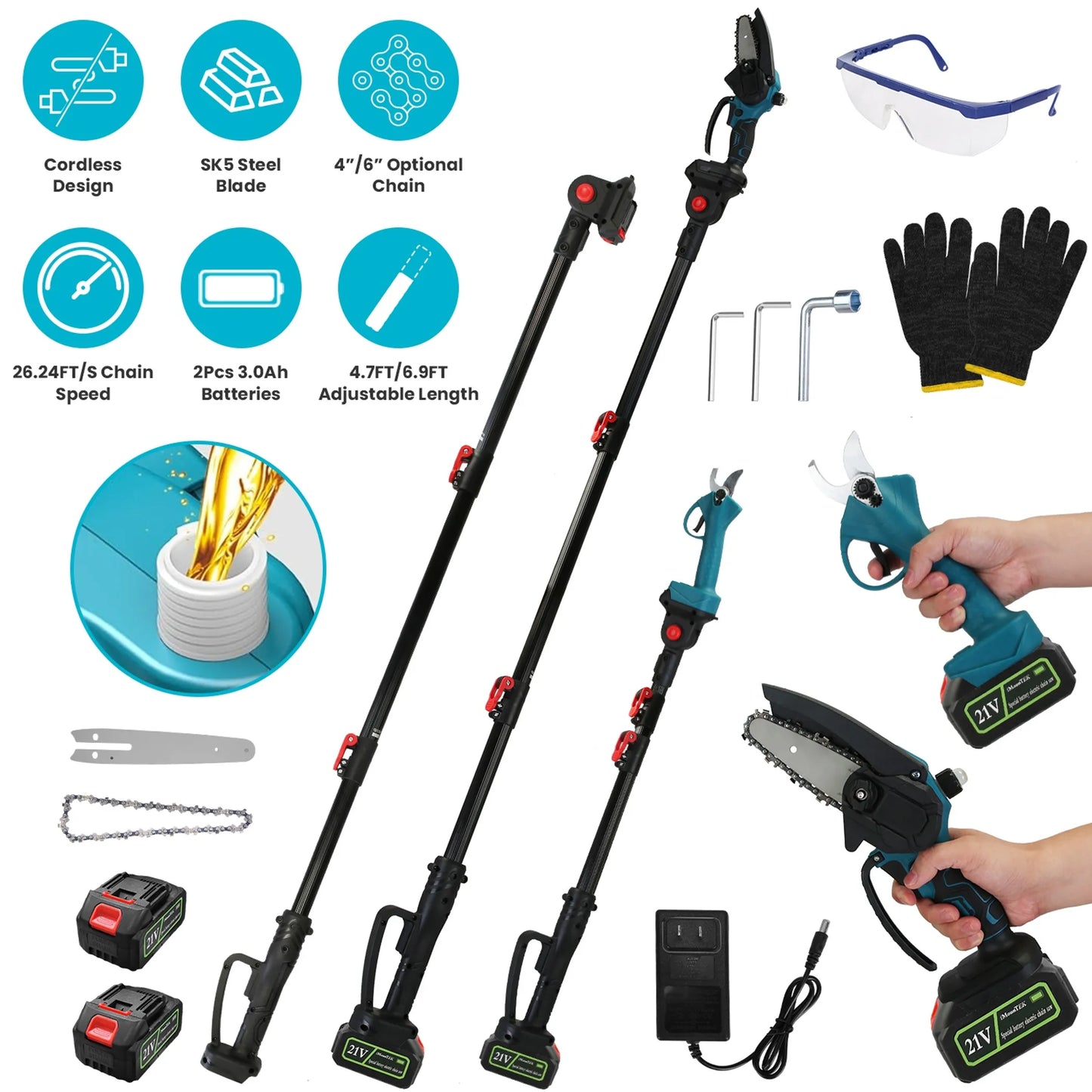 4 in 1 Cordless Pruning Shear and Electric Chainsaw