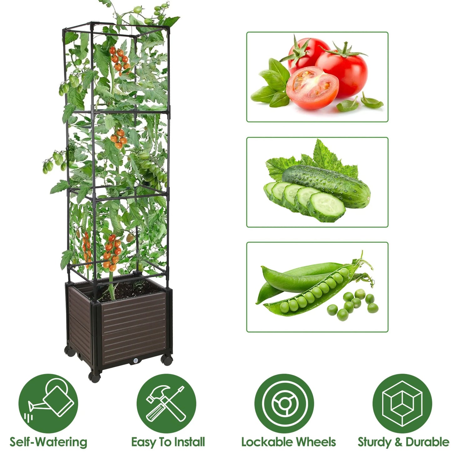 Raised Garden Bed Planter Box with Trellis