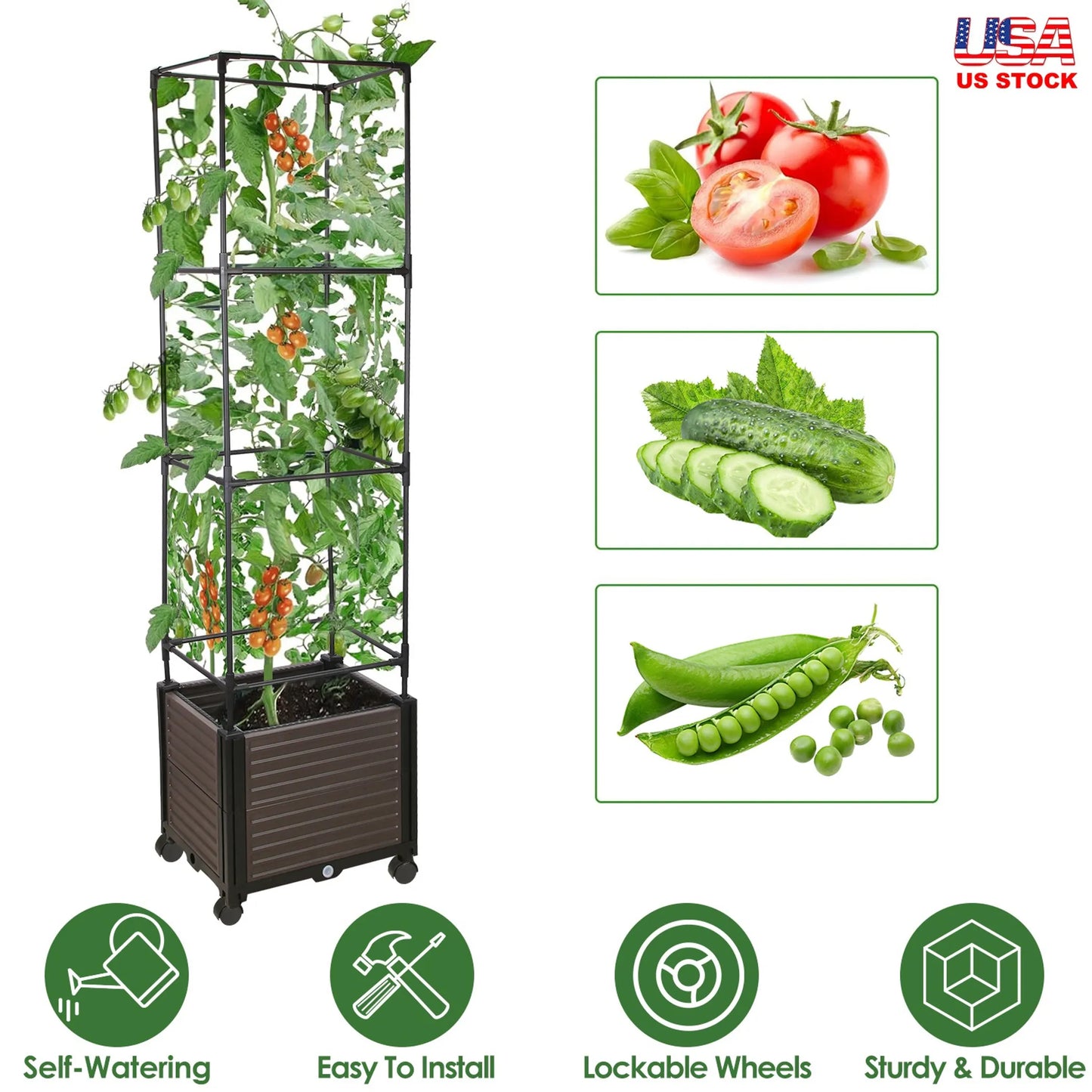 Raised Garden Bed Planter Box with Trellis