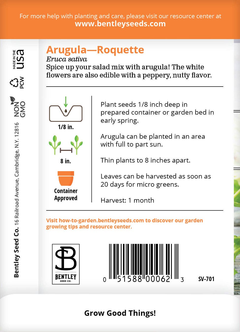 Arugula, Roquette Seed Packets
