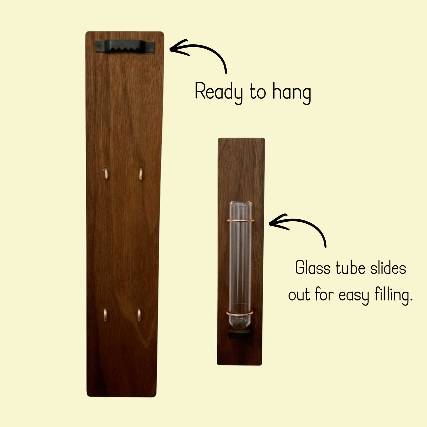 Wall Propagation Vase | Walnut Accent Decor Planters