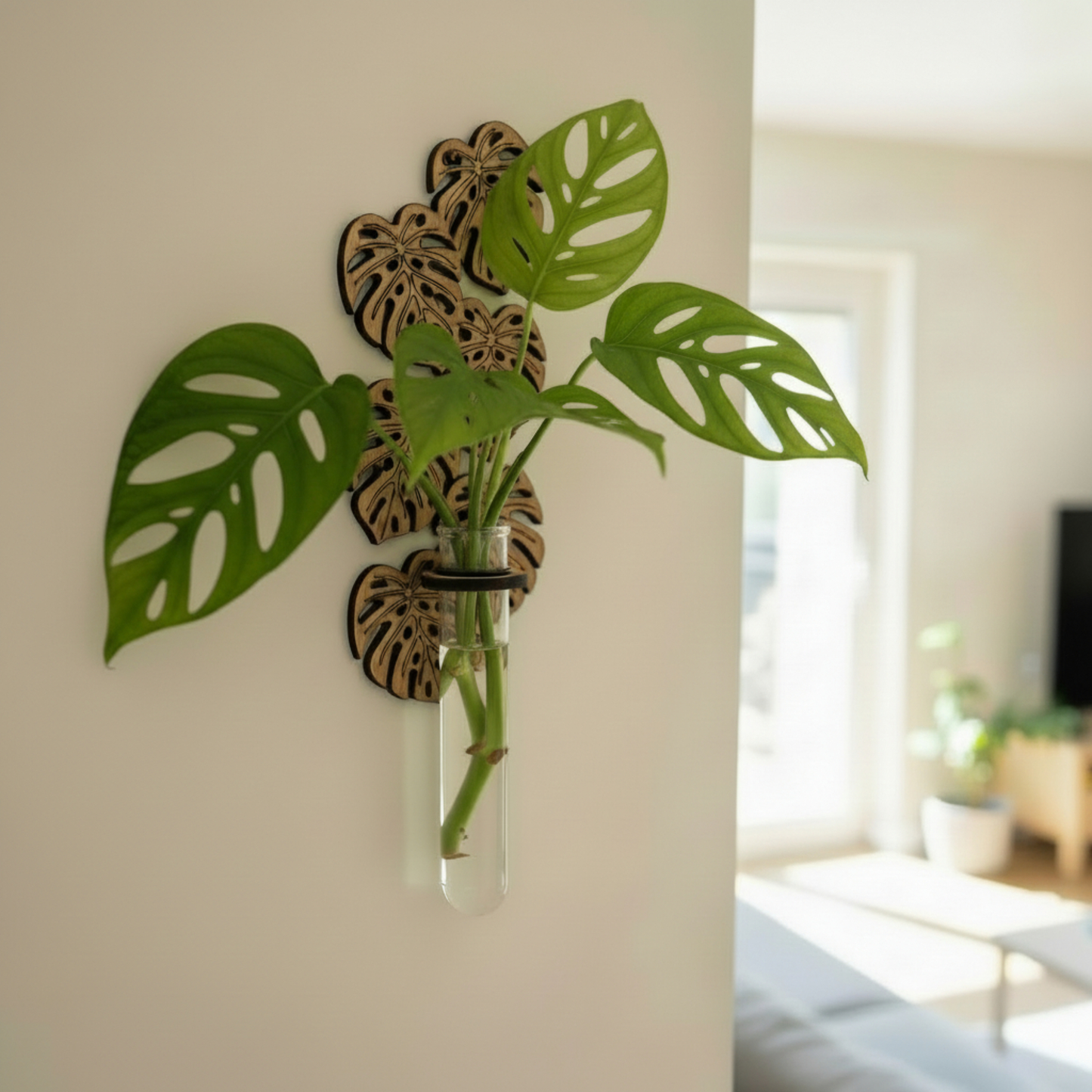 Propagation Vase, Wood Monstera Wall Hanging Propagation