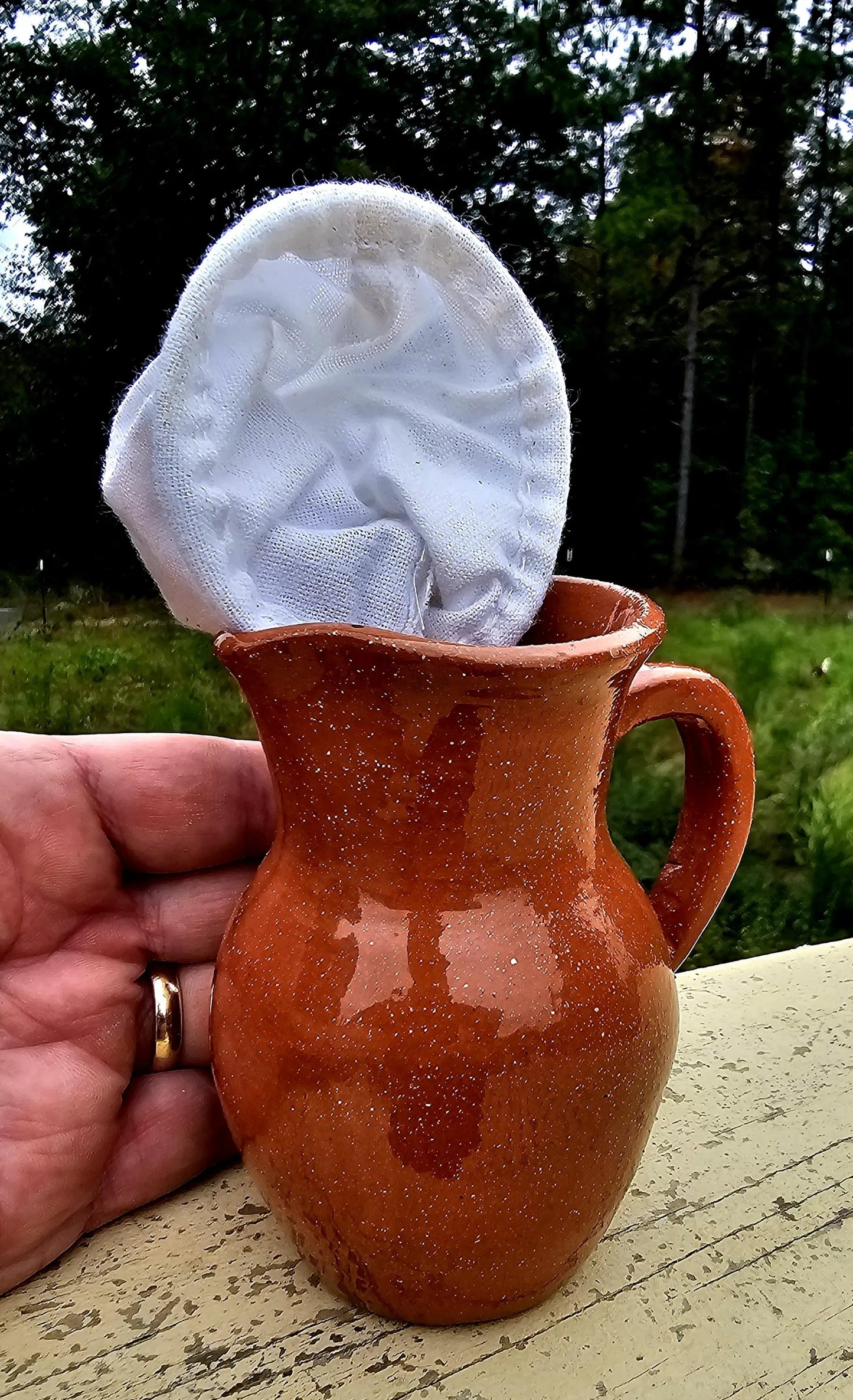 Handmade Puerto Rican Clay Pour-Over Coffee Maker with Cotton Filter