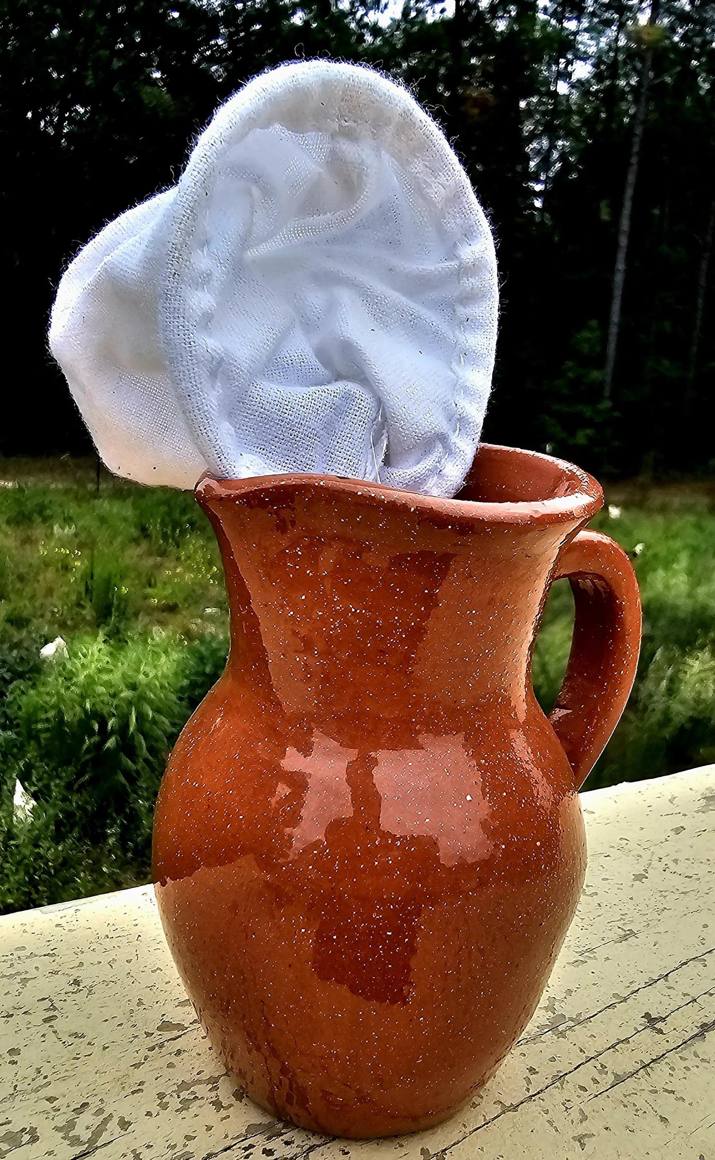 Handmade Puerto Rican Clay Pour-Over Coffee Maker with Cotton Filter