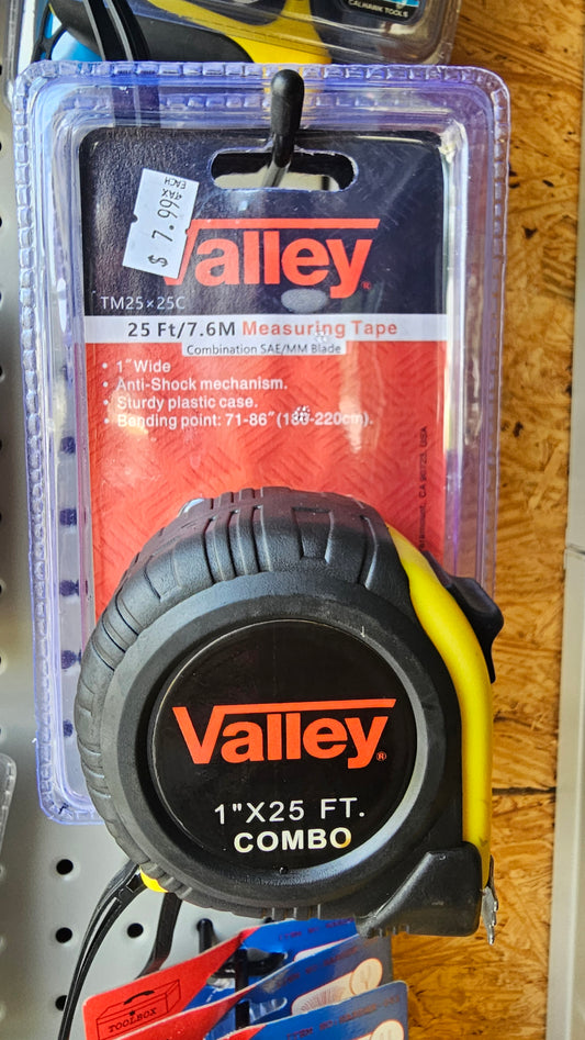 Valley Tools 25' SAE and Metric Measurement Combo Tape...